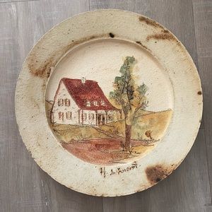 Vintage Hubert du Rosecoat, Studio Art Pottery, 12’ decorative wall plate